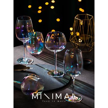 網紅彩虹珍珠家用高腳杯大肚勃艮第紅酒杯手工玻璃香檳白葡萄酒杯