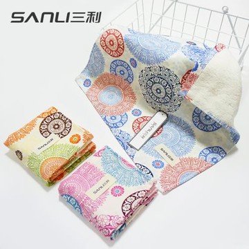 3條裝 三利方巾面巾 煙雨天青竹纖維印花小毛巾 洗臉帕四方巾8053