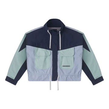 (WMNS) Converse Long Sleeve Short Fit Cargo Windproof Jacket 'Blue'