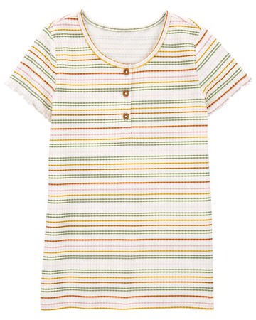 Kid Striped Scalloped-Sleeve Tee