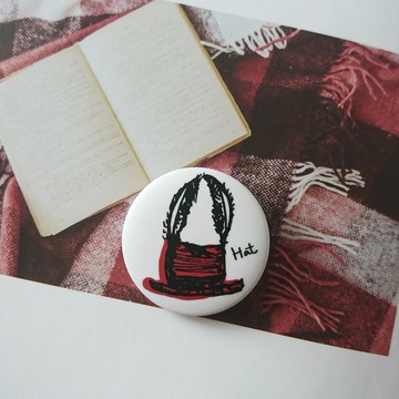 手繪 瘋帽子收藏家 兔耳  胸章別針徽章