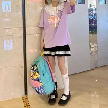 純色軟妹蕾絲短裙女學生夏季chic顯高日系學院風蛋糕裙韓版半身裙