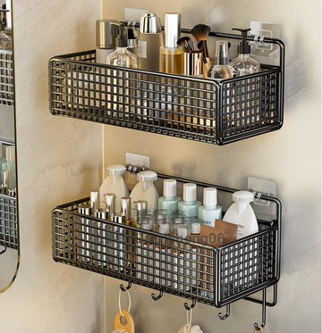 衛生間置物架廁所洗手間架子壁掛式收納架免打孔掛墻上浴室收納架【步行者戶外生活館】