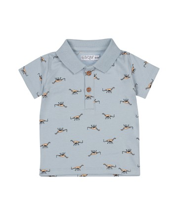 恐龍淺藍色短袖POLO衫68cm