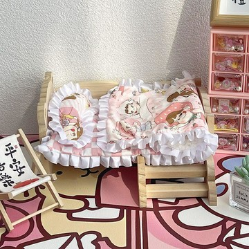 臺灣出貨 20cm棉花娃娃睡覺牀品三件套40cm娃娃公主娃娃小牀被子枕頭過家家