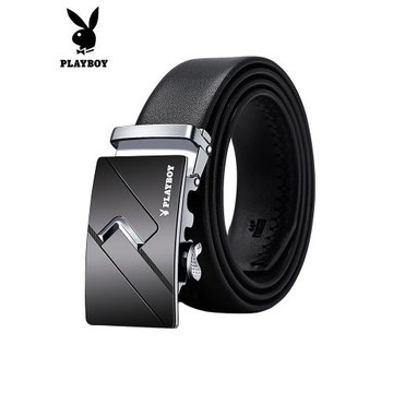 花花公子新款皮帶男士真皮褲帶男式腰帶百搭自動扣高檔品牌爸爸款