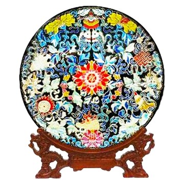 命運好好玩 富貴彩寶藏傳八吉祥水晶風水盤  包裝37 x 37 x 8cm  多色