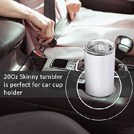 20 Oz Skinny Travel Tumblers, Pack Stainless Steel Skinny Tumblers with Lid Straw, Double Wall Insulated Tumblers, Slim Water Tumbler Cup,並行輸入品