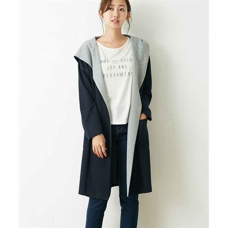 サカリバ配色使いフード付コーディガン カーディガン レディース Cardigan 通販 Lineポイント最大1 0 Get Lineショッピング