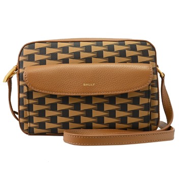 BALLY 6304579 PENNANT DANIEL 品牌新款印花前口袋斜背相機包.橘棕色