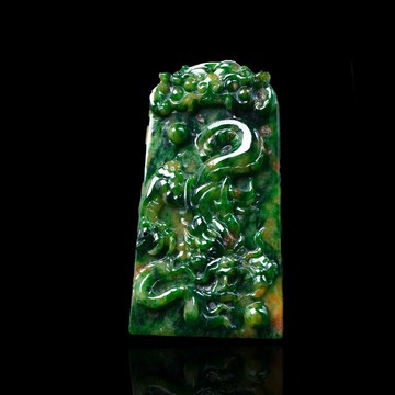 【龍行天下】老花青翡翠精雕龍牌 | 天然緬甸玉翡翠A貨 | 送禮