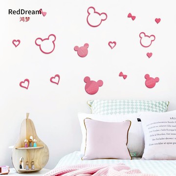 特惠米奇老鼠亞克力3d立體卡通墻貼課室客廳臥室兒童溫馨裝飾貼畫