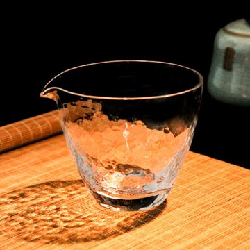 日式錘紋玻璃公道杯金邊鷹嘴耐熱分茶器茶海大號公杯功夫茶具配件