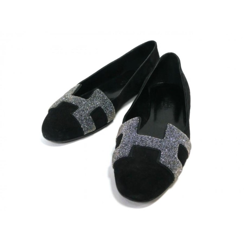 エルメスフラットシューズ黒ブラック