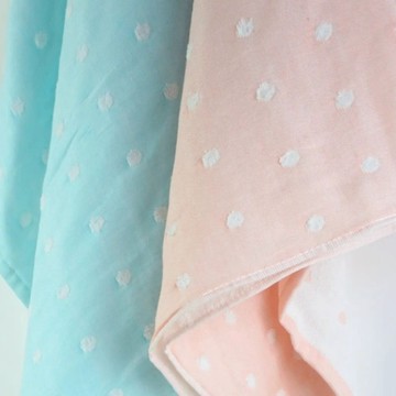 雲御織 MIT台灣製造 復古甜美 波點 紗布 提花 浴巾 - 粉紅