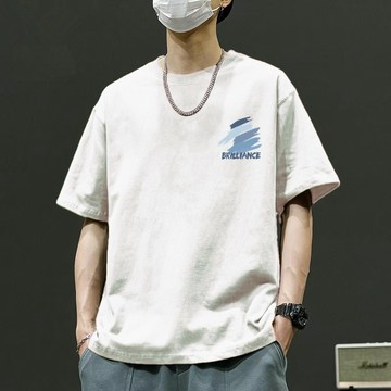 热销【臺灣出貨】日常短袖男印花T恤寬鬆上衣100%純棉T恤男重磅寬鬆休閒百搭短袖T恤男美式純棉t恤男棉質上衣復古t恤男生