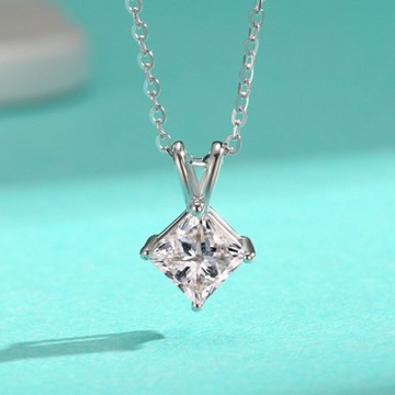 現貨+預購 頂級莫桑鑽石項鍊925純銀女項鍊鎖骨鍊項鏈情人節禮物-1克拉v字菱形方形74lq47【獨家進口】【米蘭精品】