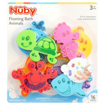 Nuby, 漂浮洗浴動物，3 歲以上，16 件