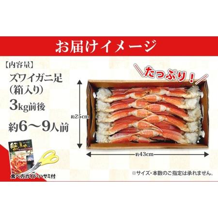 ふるさと納税 2116. ボイルズワイ足 3kg 箱入り 約6-9人前 北海道加工 かに カニ ズワイガニ 脚 ズワイ蟹 ずわい蟹 ずわいがに 蟹肉 パーティ.. 北海道弟子屈町