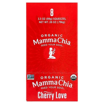 Mamma Chia, 有機奇亞 Squeeze，活力零食，櫻花之戀，8 袋，每袋 3.5 盎司（99 克）