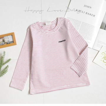 百搭英字細條長袖上衣 秋冬童裝 男童上衣 男童長袖 男童棉T 男童T恤 長袖上衣 秋冬上衣 長袖