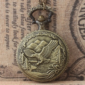 大展宏圖老鷹青銅翻蓋石英懷表狼群麋鹿學生鴨子老鷹大象狐貍馬魚