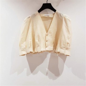 2020亞麻混紡紐扣開合短款上衣SFPCM00193