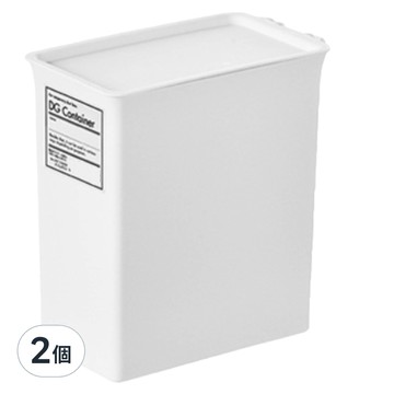E.dot 無印多功能置物收納盒 窄款 附標籤附蓋 14.8x14x7.8cm 白色 PP塑膠  2個
