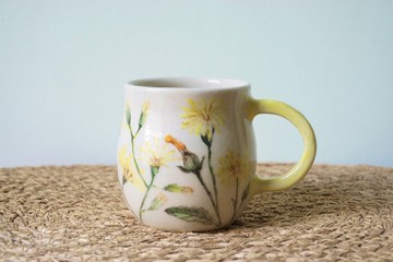 台灣高山植物陶杯-玉山毛蓮菜