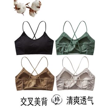 交叉帶性感美背文胸網紅小胸聚攏收副乳吊帶背心一體抹胸少女內衣