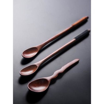 手工櫸木咖啡勺攪拌勺子家用木頭長柄勺復古咖啡攪拌棒日式小勺