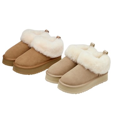 【Grace Gift】雪靴 厚底靴 女鞋【軟萌雲感翻毛短筒厚底雪靴】2色 35-42號 大尺碼鞋