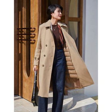 防水風衣羽絨服女中長款2025年冬季新款可拆卸白鴨絨內膽加厚外套