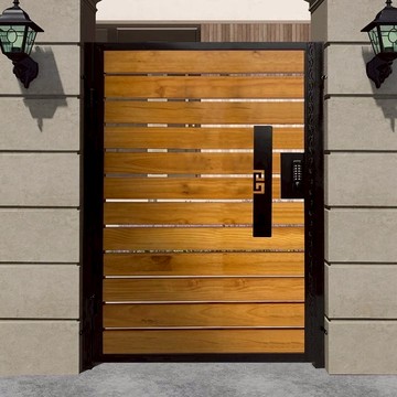 鋁合金庭院別墅大門鐵藝戶外花園鄉村院子不銹鋼農村民宿雙開門223-YJ 公司貨