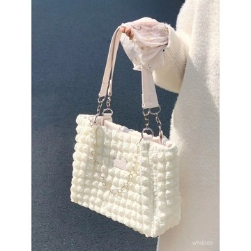 👜 卿選好物 👜斜挎通懃大容量學生女2023高級爆款網紅泡泡褶皺託特包手拎外出包