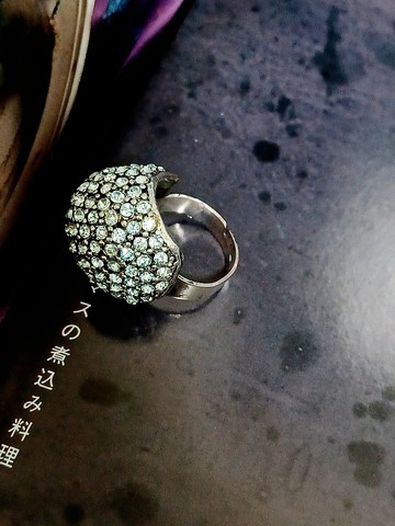 vintage jewelry 淺藍色繡球滿天星戒指