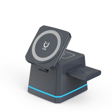 磁吸三合一無線充電器適用蘋果16 15 14手機手表耳機立式充電支架15W快充