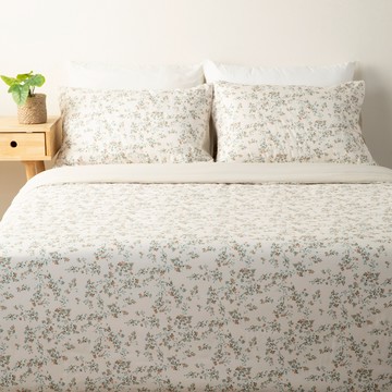 羽絲棉磨毛加大床包兩用被四件組 小碎花