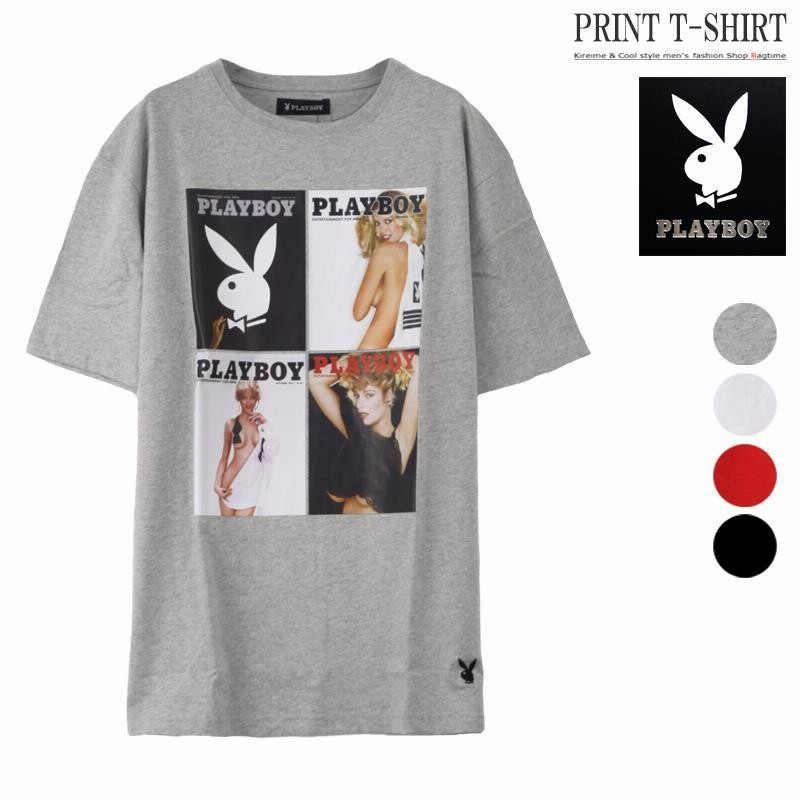 ガールプリントTシャツ メンズ PLAYBOY プレイボーイ ブランド フォト クルーネック Tシャツ Q02031703 | LINEブランドカタログ