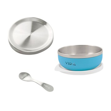 VIIDA - [官方直營] SOUFFLÉ 抗菌不鏽鋼餐具 入學必備3件組-寶貝藍