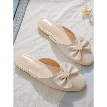 2024年新款春夏法式平底包頭半拖鞋女網紅無后跟懶人外穿半拖單鞋