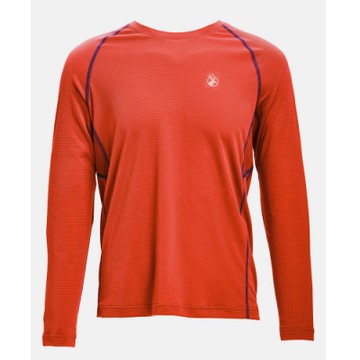 【WILDLAND荒野】男POLARTEC功能圓領長袖衣橘色