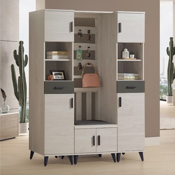 文創集 米格4.6尺六門二抽高屏風玄關座鞋櫃組合(二色可選)-138x42x188cm免組