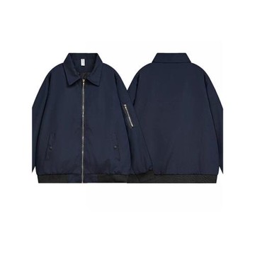 美式復古藏青色翻領夾克男士潮牌寬松vintage百搭休閑飛行員外套
