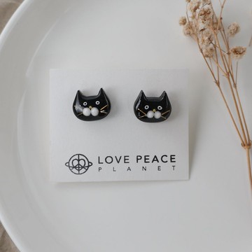 貓貓好朋友耳環 一般款 | 黑