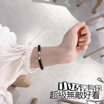 新款天然黑曜石水晶手鍊 防小人 情侶手鍊 贈送盒子 手鍊女 招財手鍊金髮晶手鍊招財轉運辟邪生日禮物女閨蜜情侶新款