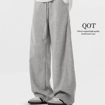 潮牌純色直筒垂感運動衛褲男女春秋寬鬆百搭休閒長褲