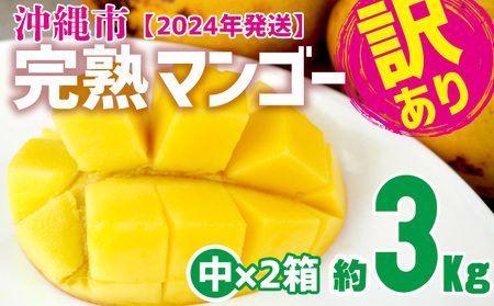 訳あり品沖縄市　完熟マンゴー（中×2箱）約3kg