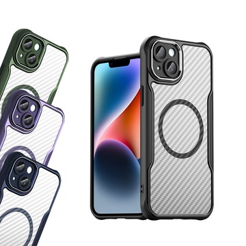 RUGGED SHIELD 領先Pro iPhone 14 Plus 6.7吋 鋁合金鏡頭框 碳纖紋磁吸防摔殼 手機殼
