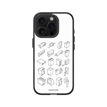 iPhone 16 Pro Clear (相機按鈕) 酷墨灰 - Sketch Factory - 基礎方形素描